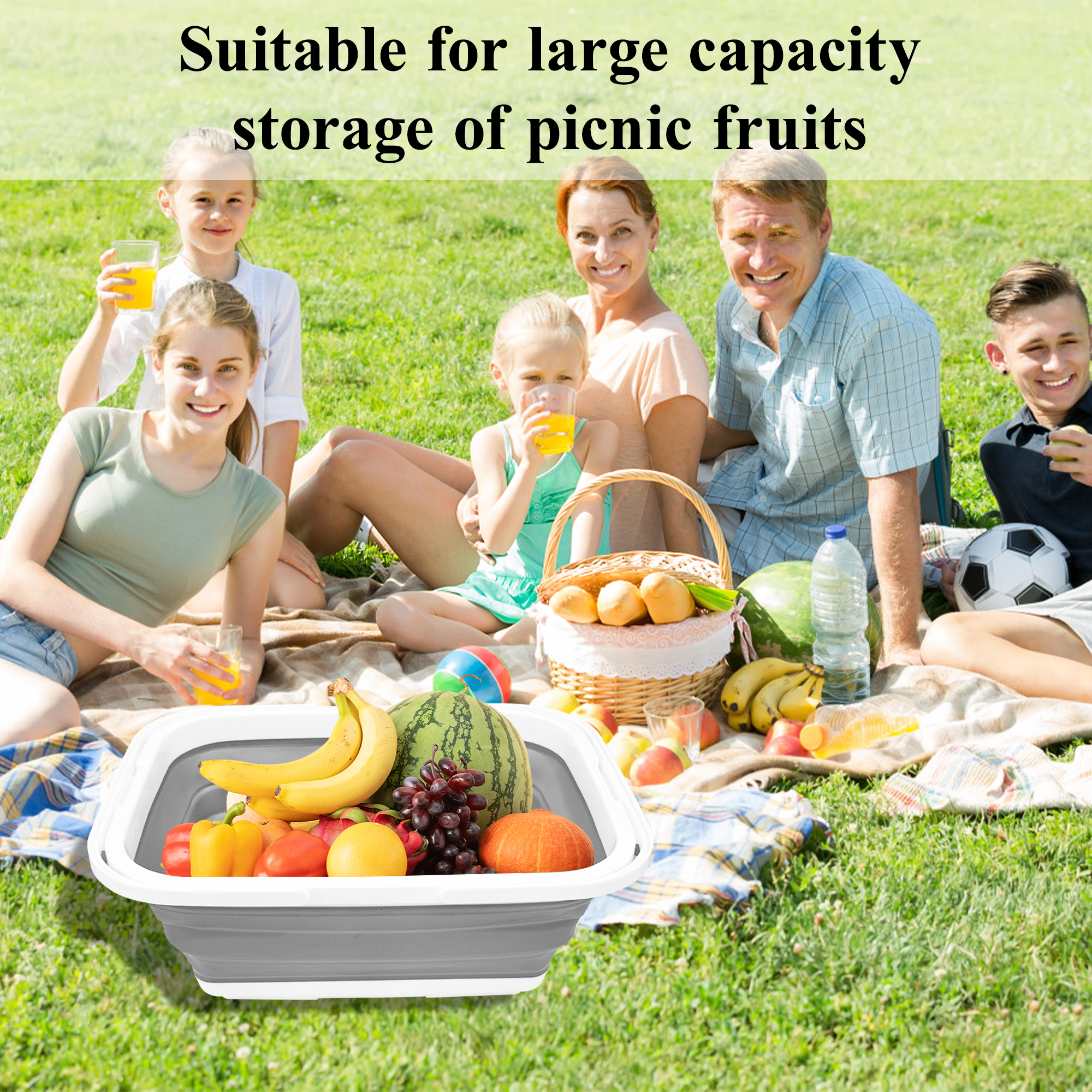 18L collapsible storage bucket with lid - big enough for picnic fruit, small enough to store anywhere