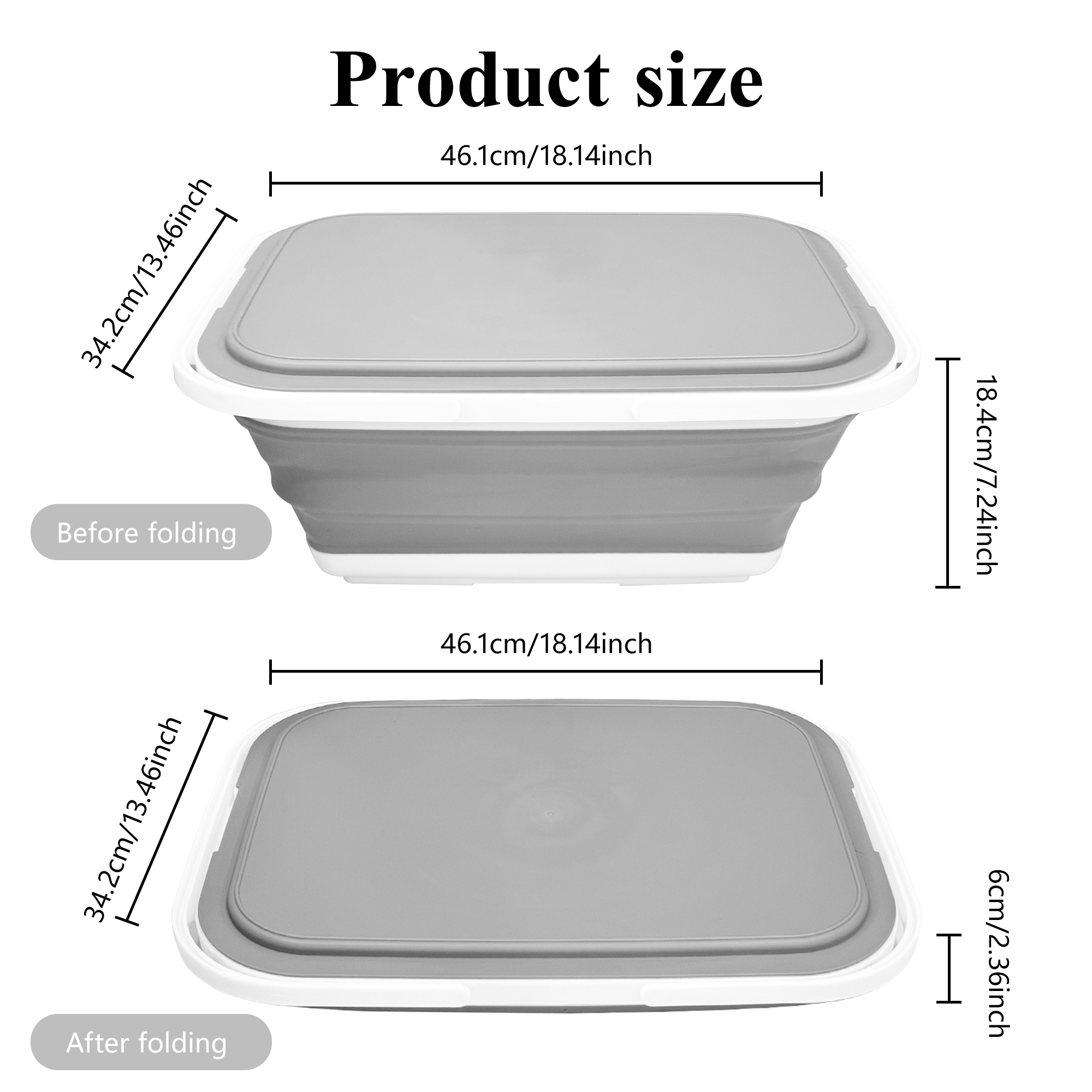 18L collapsible storage bucket side by side with rigid bins