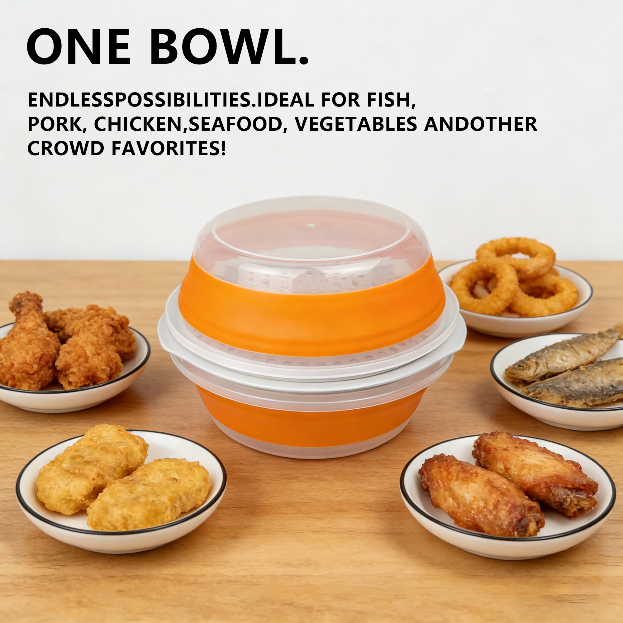26cm collapsible shaker breading bowl with stainless sieve