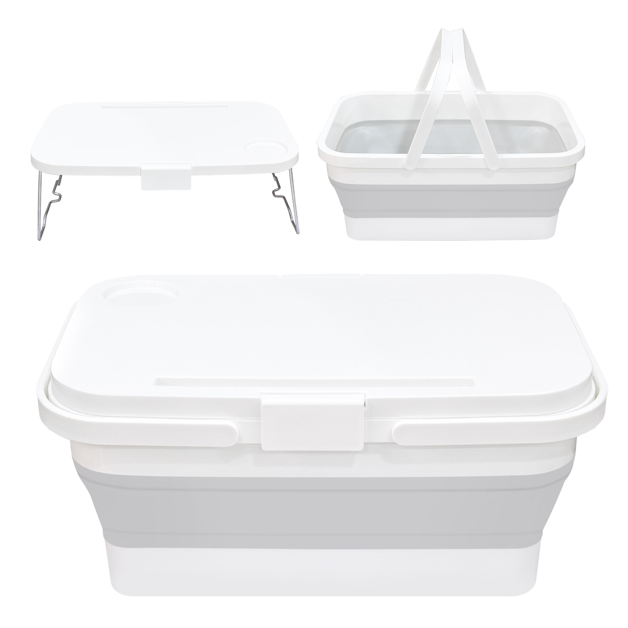 15L collapsible storage box at home in a picnic, camping or kitchen setting
