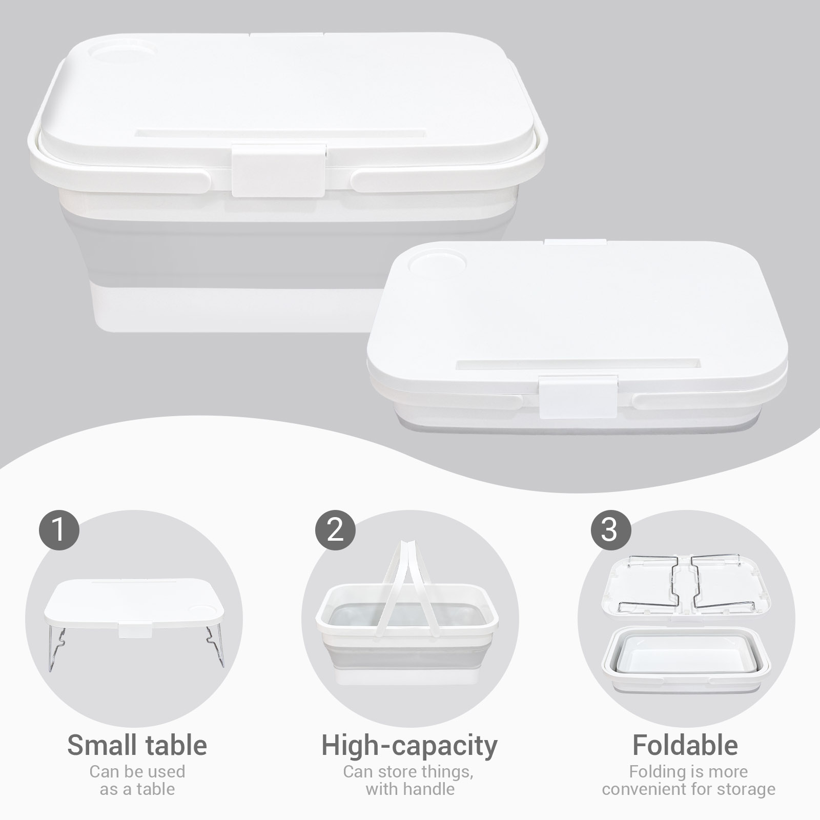 What you get - table top, roomy basket and carry handle