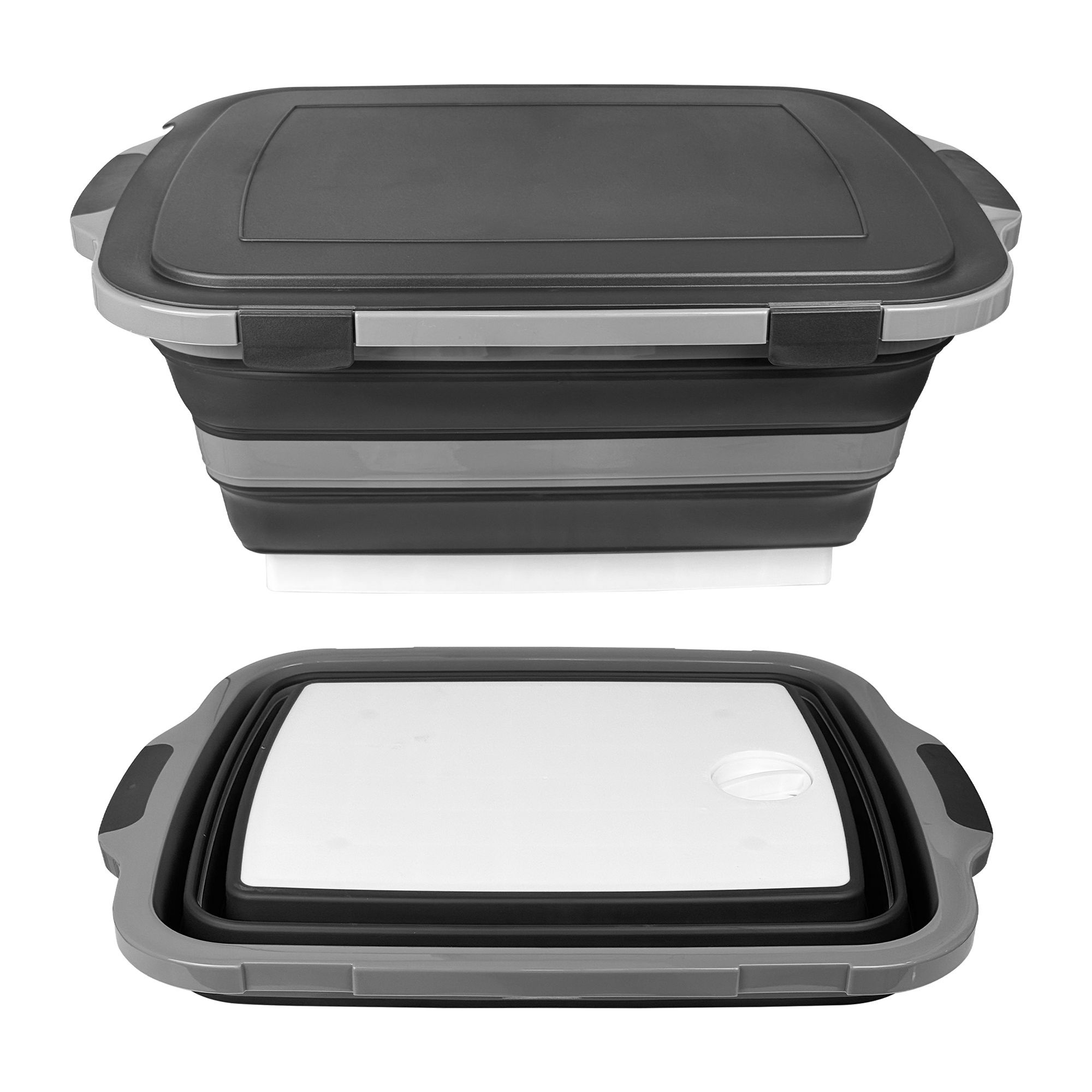 30L camping dish basin with drain plug in black