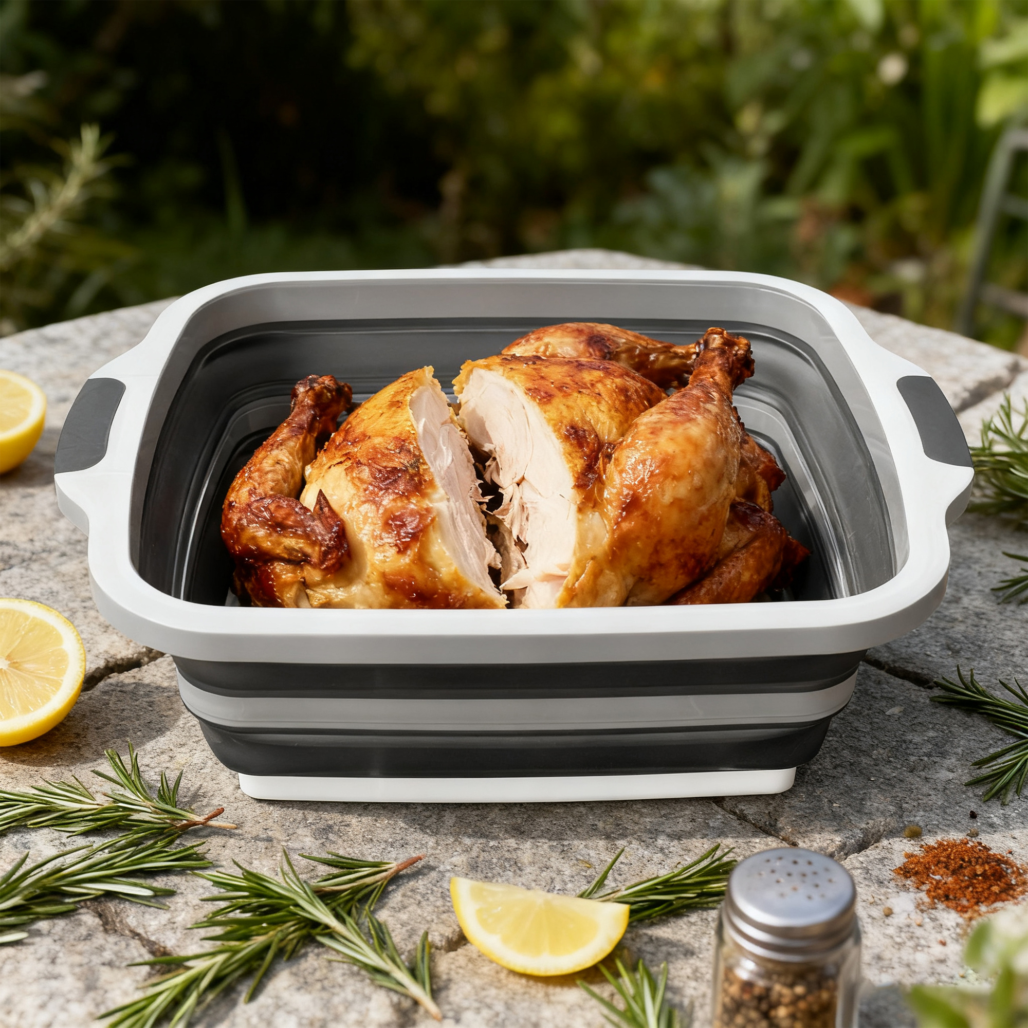 16L collapsible prep basin with meat shredder claws in black
