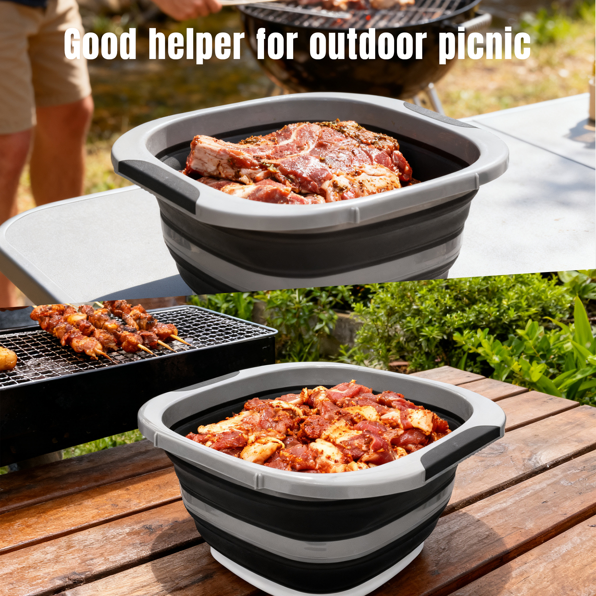 10L folding basin with non-slip base and drain hole