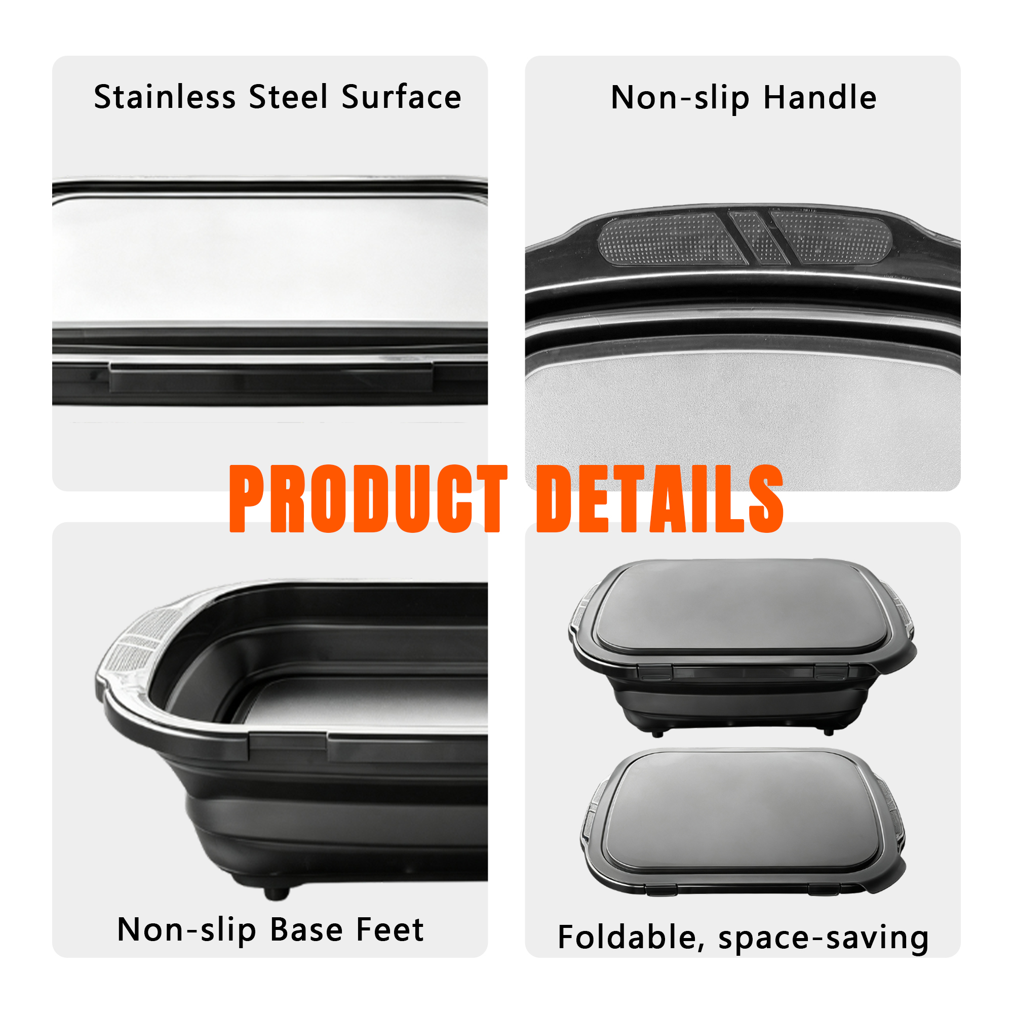 20L Foldable Stainless Steel BBQ Basket with Locking Lid in use