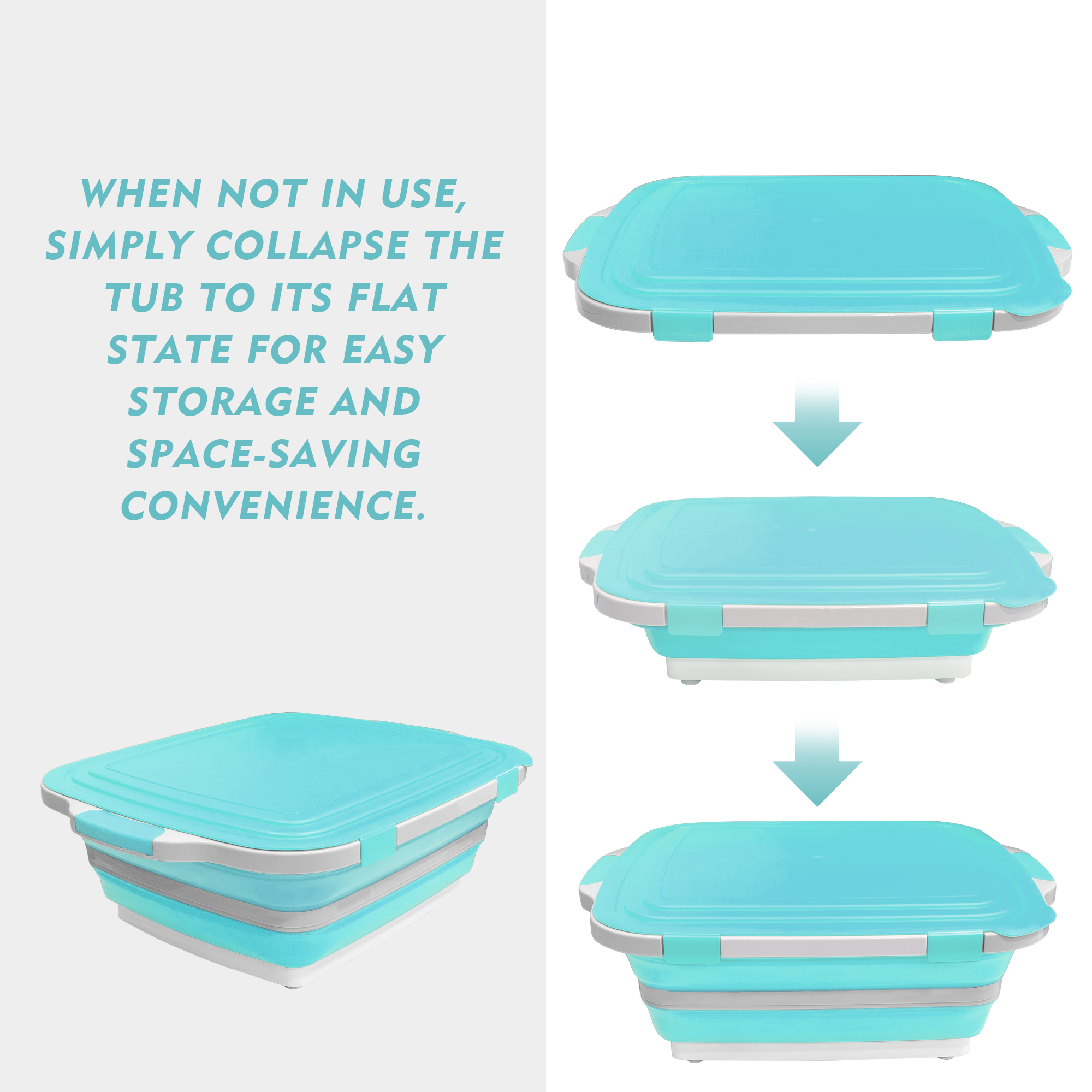 16L Foldable Prep Tub with Airtight Locking Lid - Blue in use