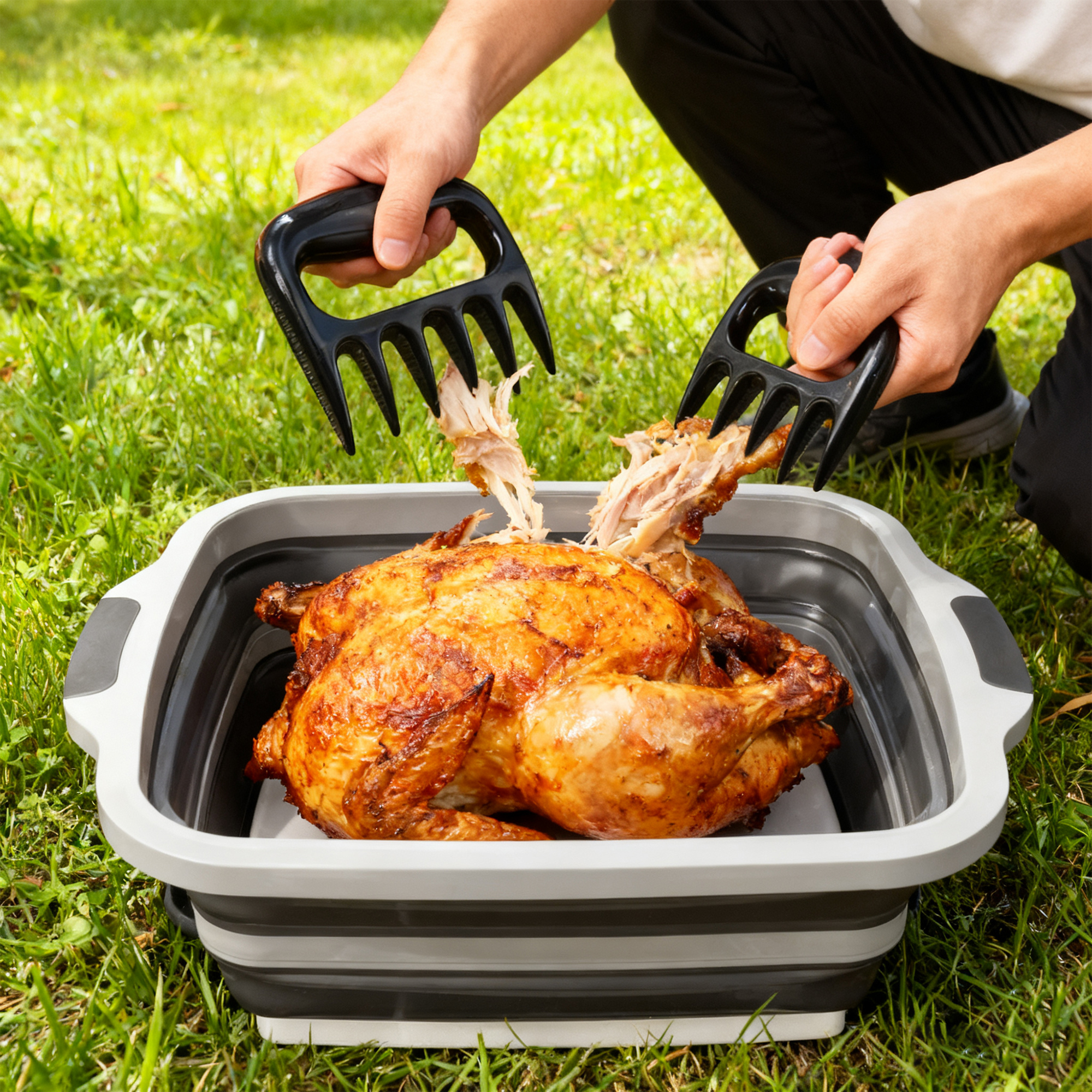 Collapsible prep basin folded away