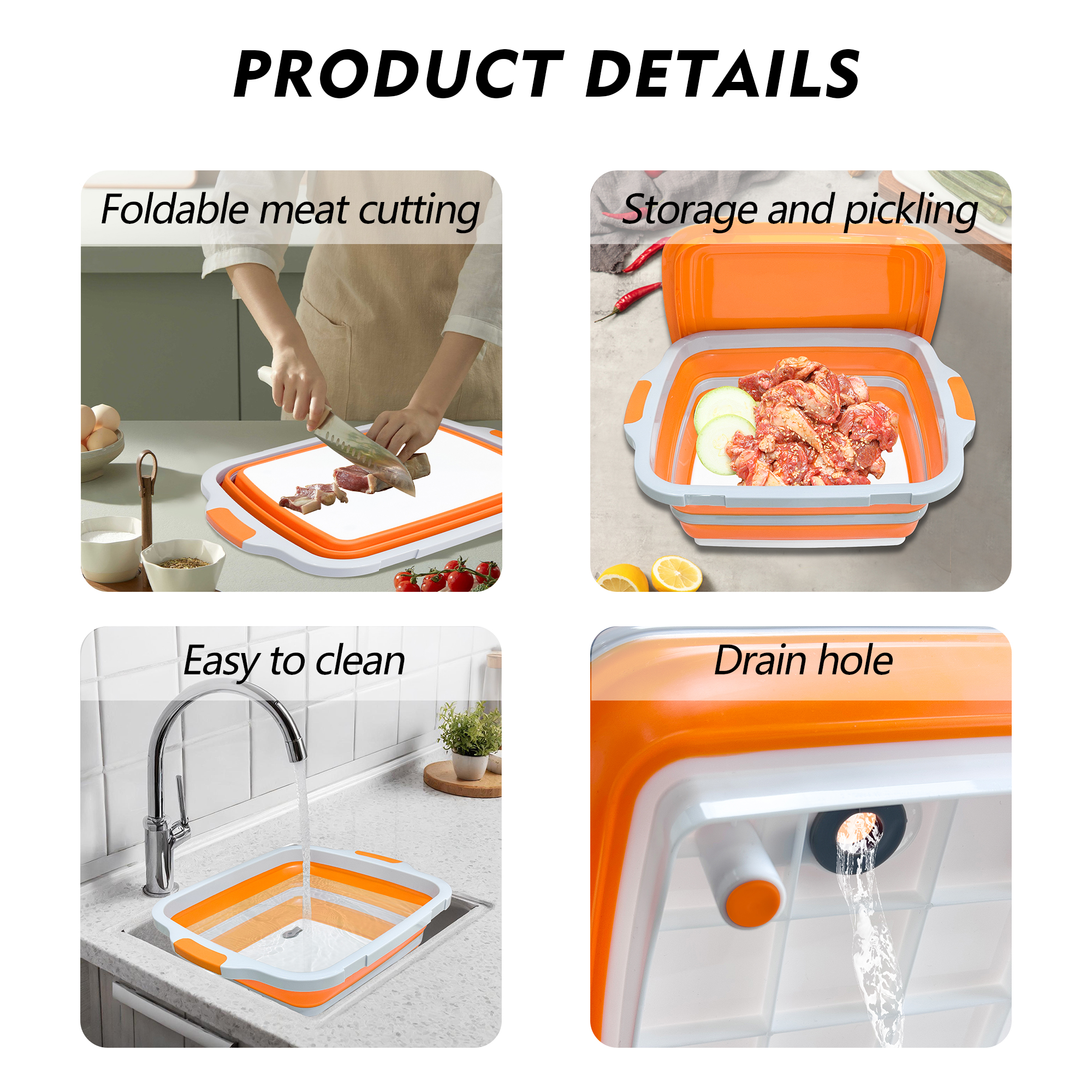 Foldable BBQ Prep Tub with Locking Lid - 8L (Orange) in use