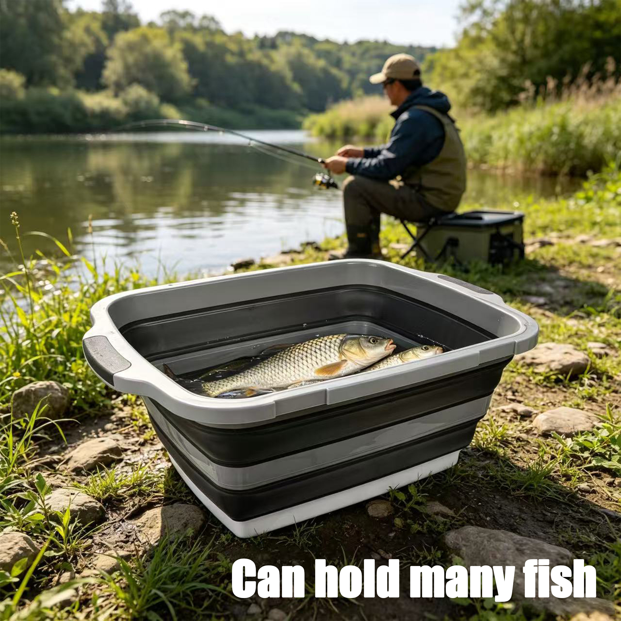 30L Foldable Multi-Purpose Basin with Sealed Lid - Black in use