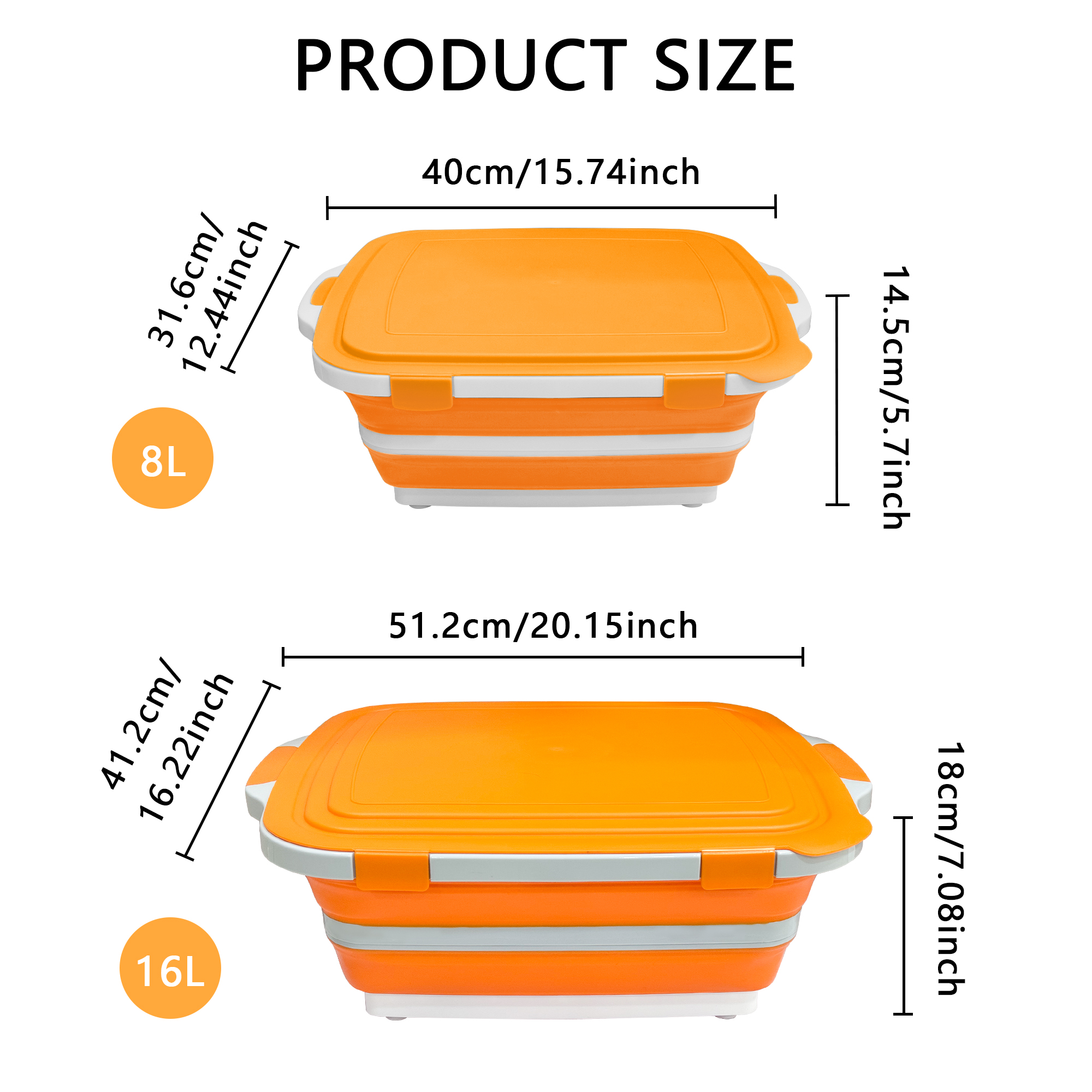 Foldable BBQ Prep Tub with Locking Lid - 8L (Orange) in use