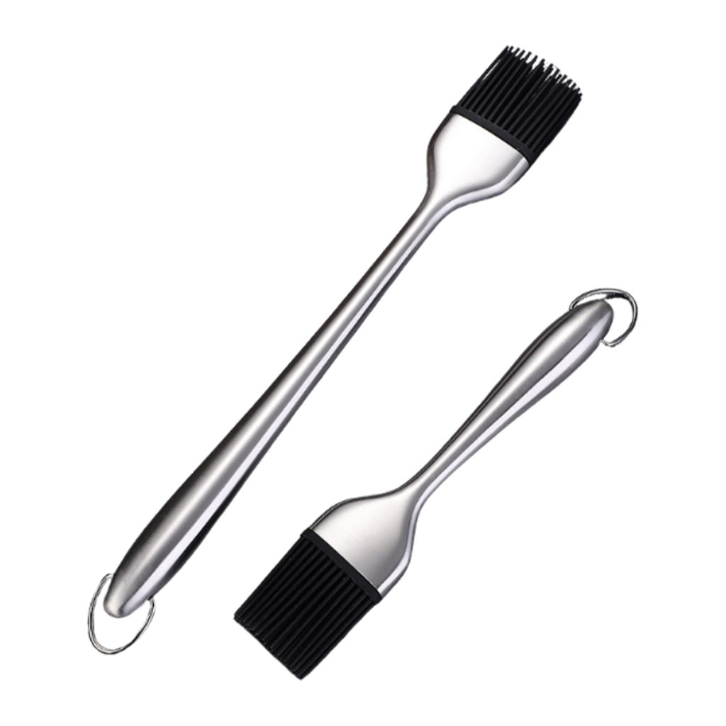 Stainless Silicone Basting Brush – 18 cm in use