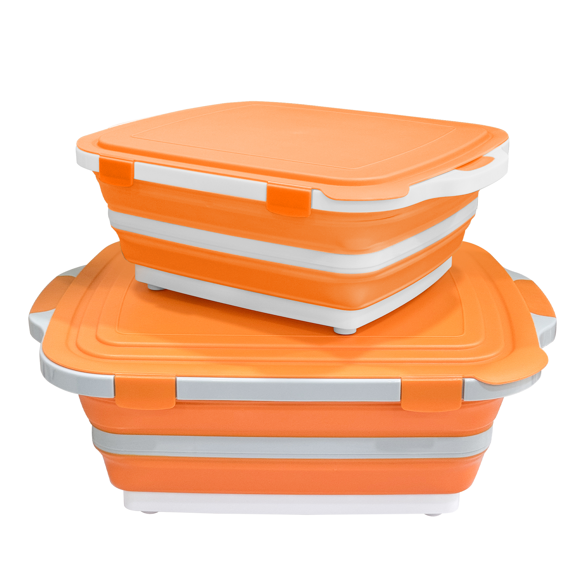 Foldable BBQ Prep Tub with Locking Lid - 8L (Orange) in use