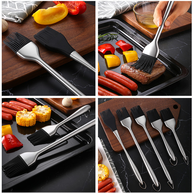 Silicone Basting Brush Set – 5-Piece Stainless in use