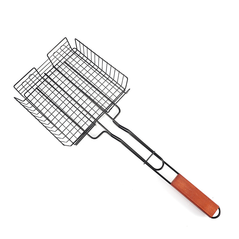BBQ Fish & Grill Basket – 35 cm Long Handle in use