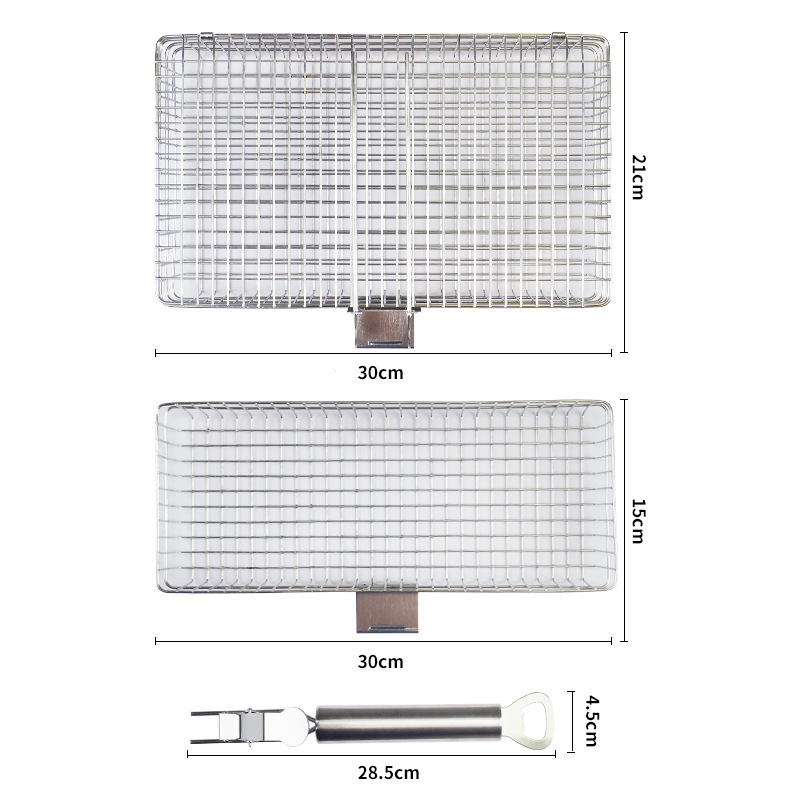 BBQ Grill Basket Set – Two Mesh Baskets with Handle in use