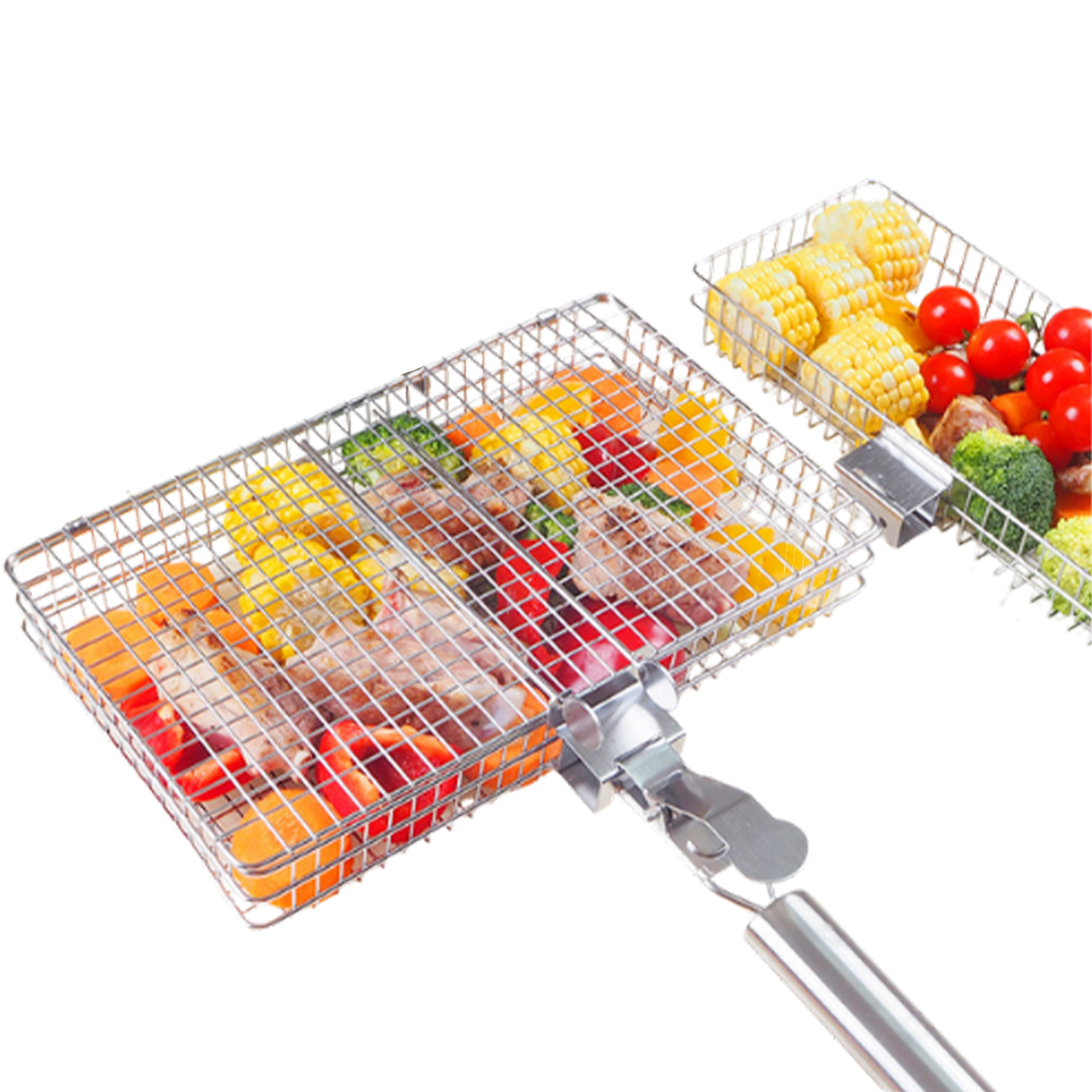 BBQ Grill Basket Set – Two Mesh Baskets with Handle