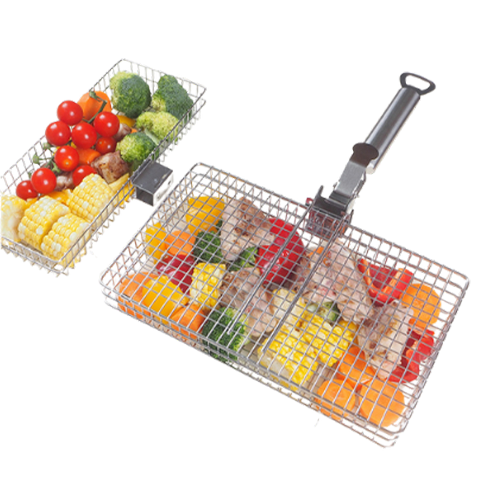 BBQ Grill Basket Set – Two Mesh Baskets with Handle