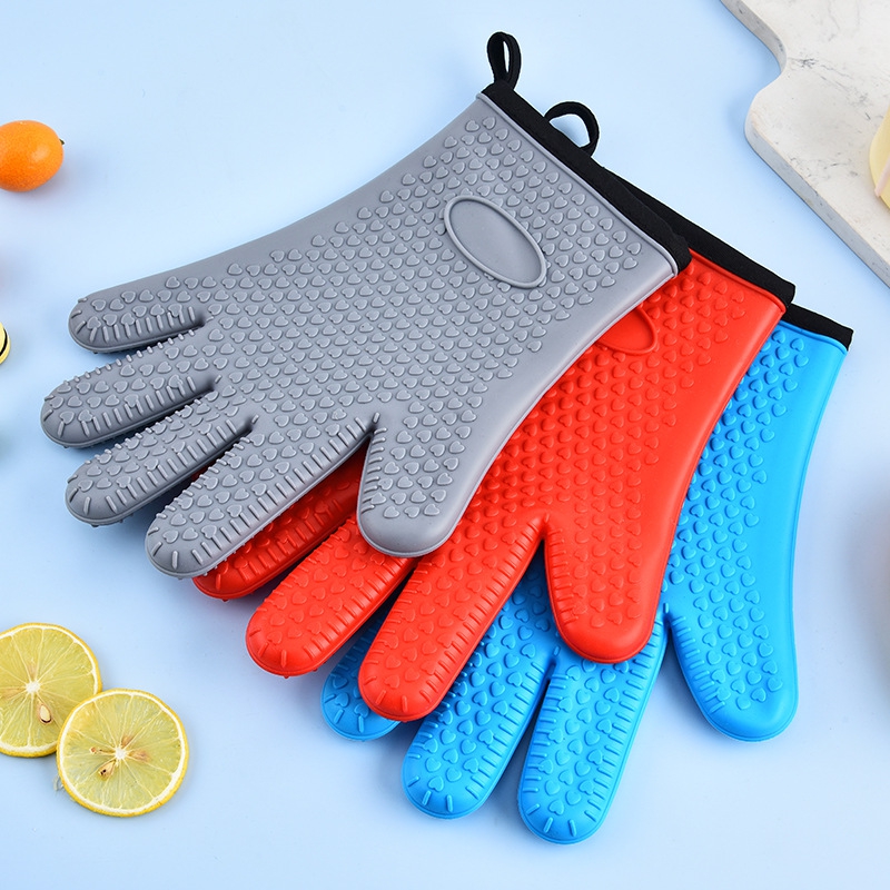 Silicone Grill Gloves with Anti-Slip Texture in use