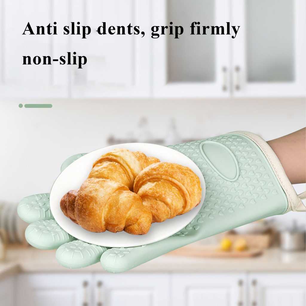 Silicone Grill Gloves with Anti-Slip Texture in use