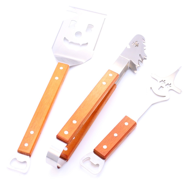 BBQ-Wenderset mit Flaschenöffner – Holzgriffe