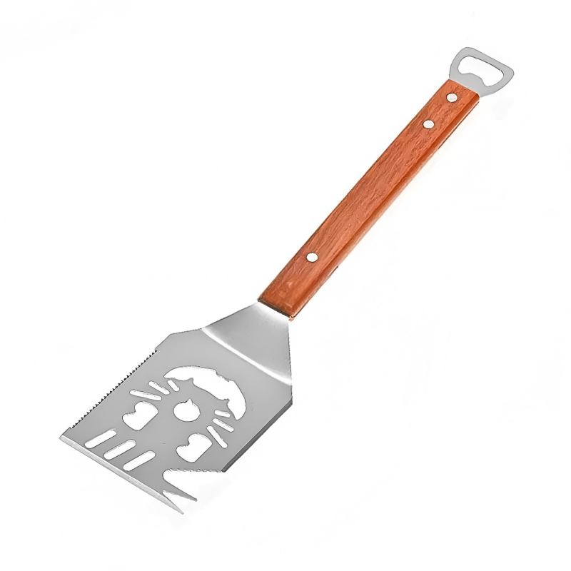 BBQ-Wenderset mit Flaschenöffner – Holzgriffe
