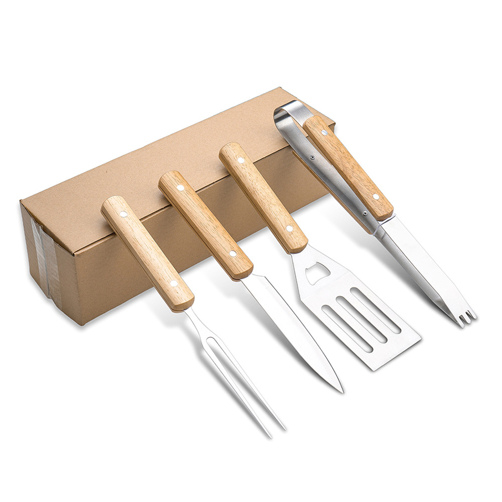 BBQ Tool Set – Wood Handle Spatula, Fork & Tongs specifications