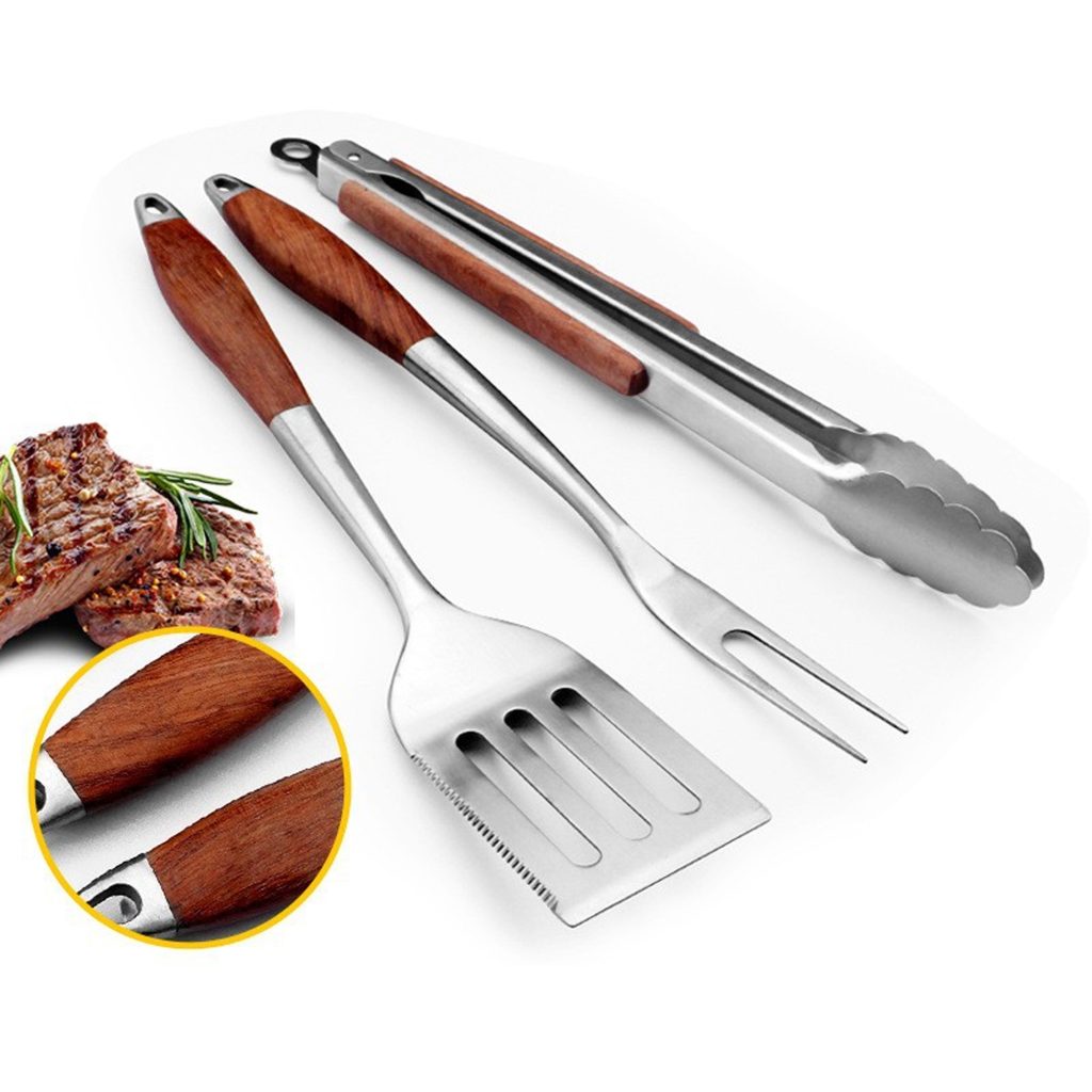 BBQ Tool Set – 4-Piece Stainless with Wood Handles specifications