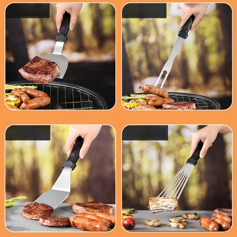 15-Piece BBQ Grill Tool Set with Carry Bag in use
