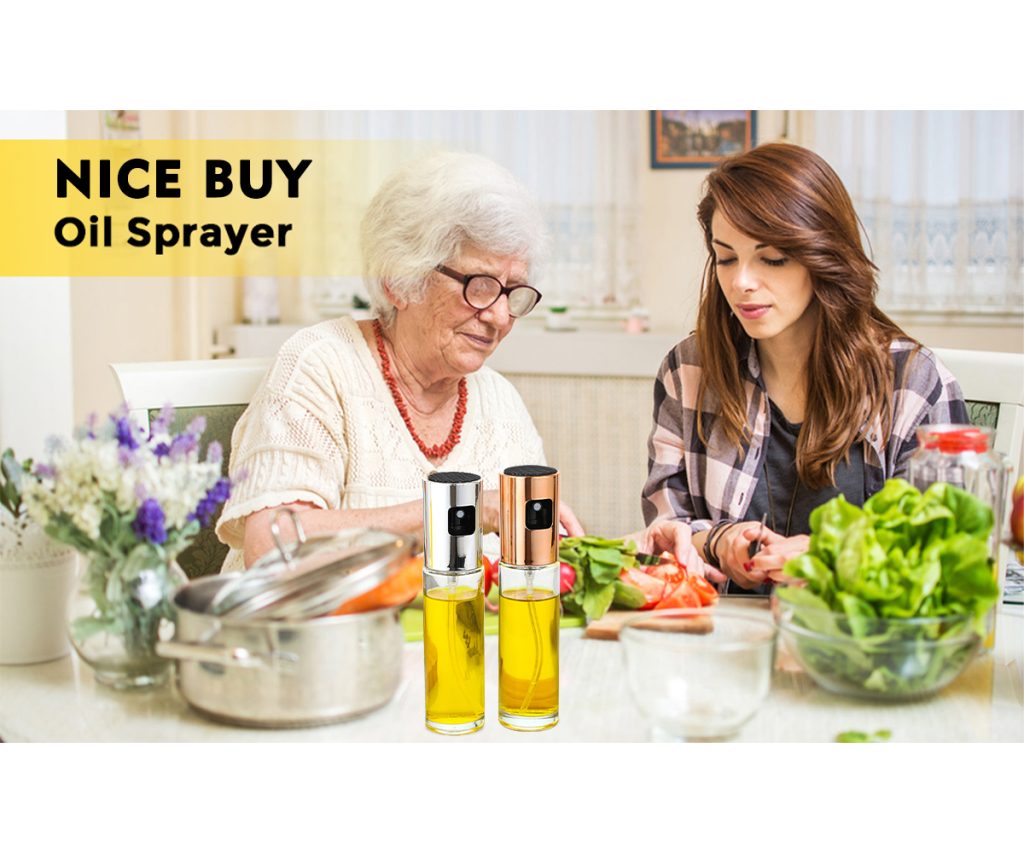 100ml Olive Oil Spray Bottle – Glass in use