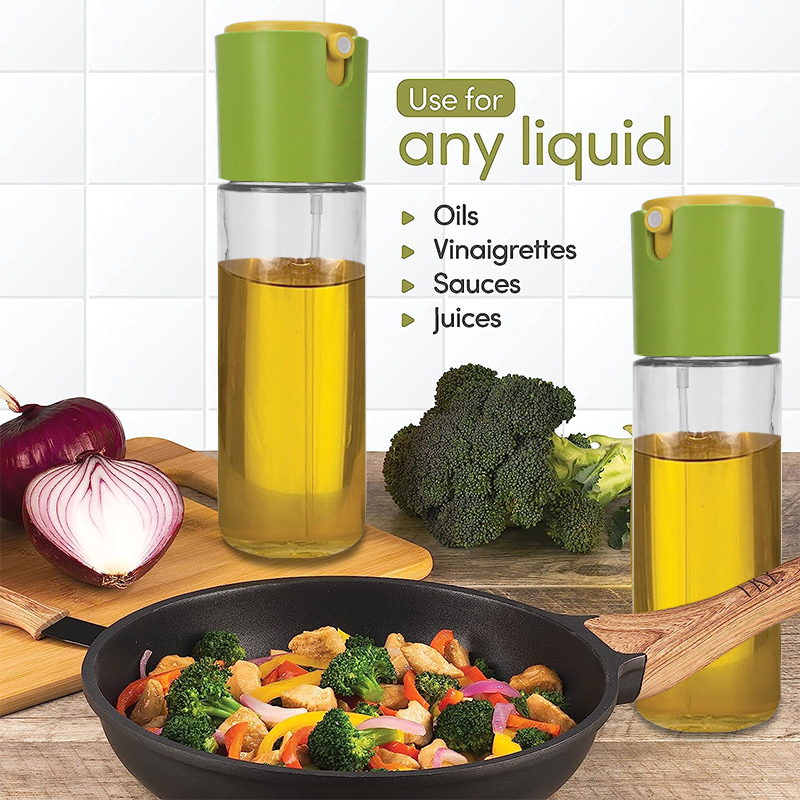 500ml Spray & Pour Oil Bottle with Measuring Cup in use