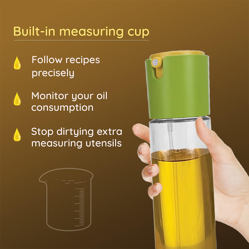 500ml Spray & Pour Oil Bottle with Measuring Cup in use