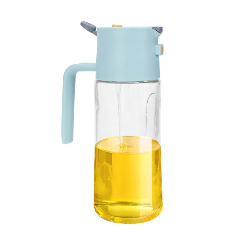 2-in-1 Oil Sprayer & Dispenser with Gravity Lid – Blue
