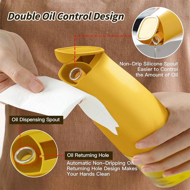 Auto-Flip Oil Dispenser – 500ml Glass Bottle in use