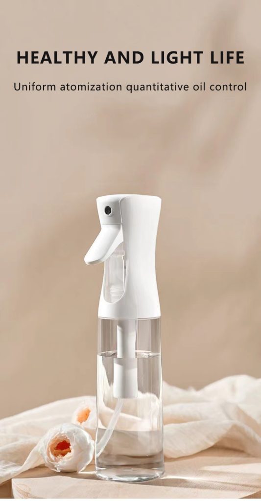 200ml Olive Oil Spray Bottle – White Mist Pump in use