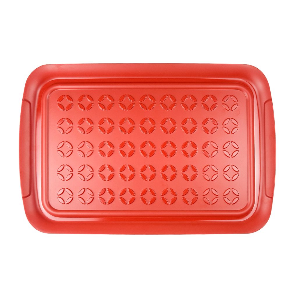 Heat-Resistant Enamel BBQ Tray – Patterned in use