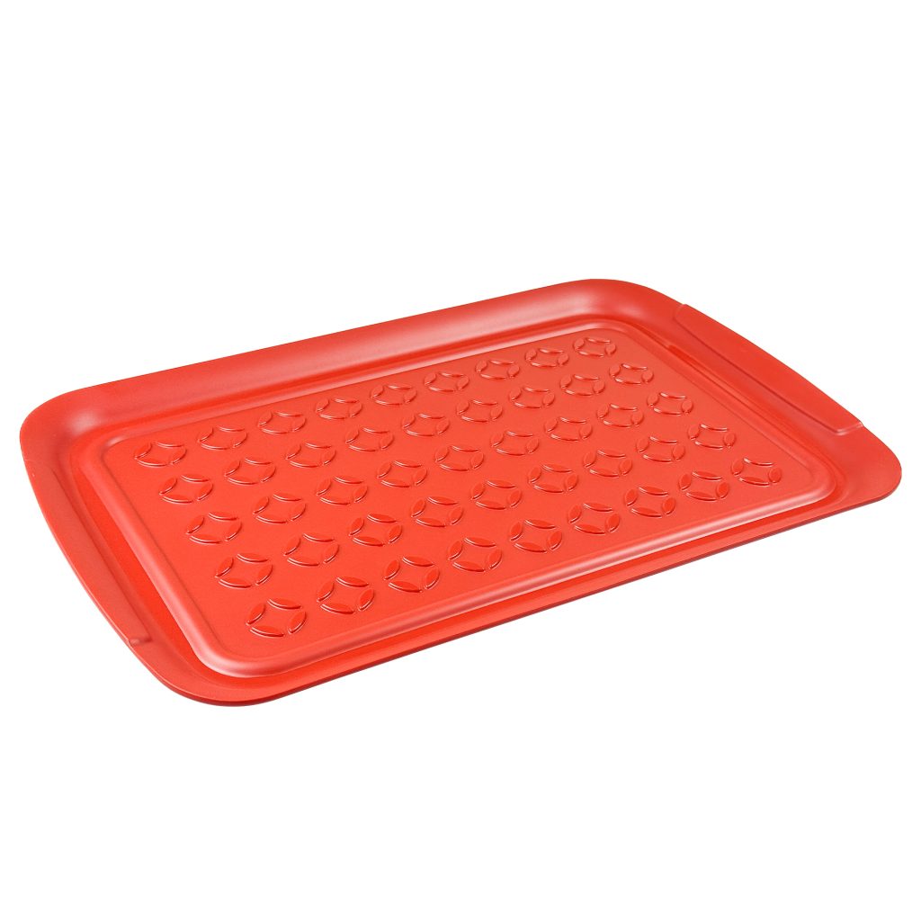 Heat-Resistant Enamel BBQ Tray – Patterned in use