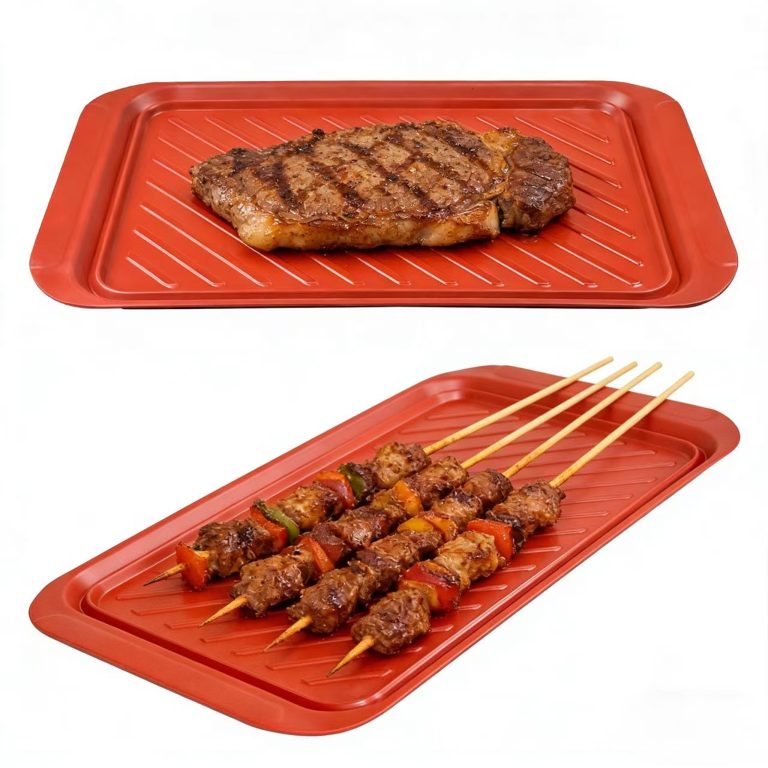 Heat-Resistant Enamel BBQ Tray – Red Diagonal