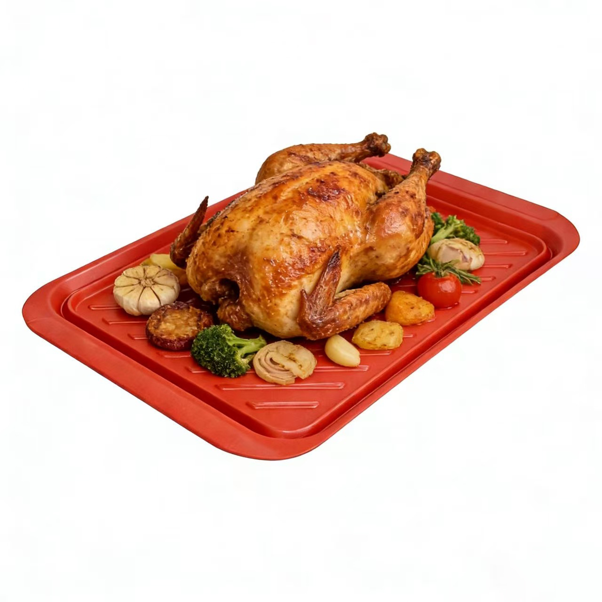 Heat-Resistant Enamel BBQ Tray – Red Diagonal