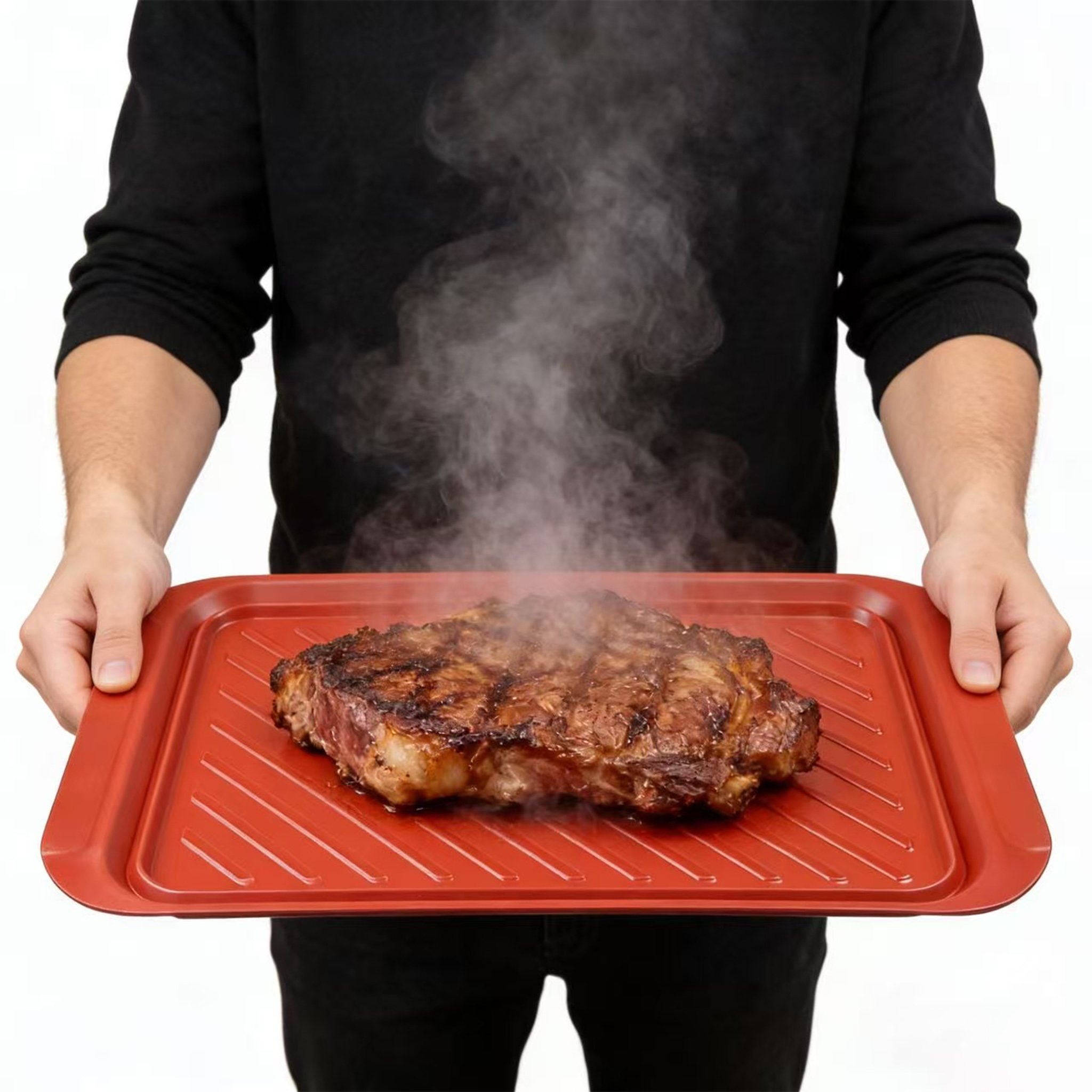 Heat-Resistant Enamel BBQ Tray – Red Diagonal