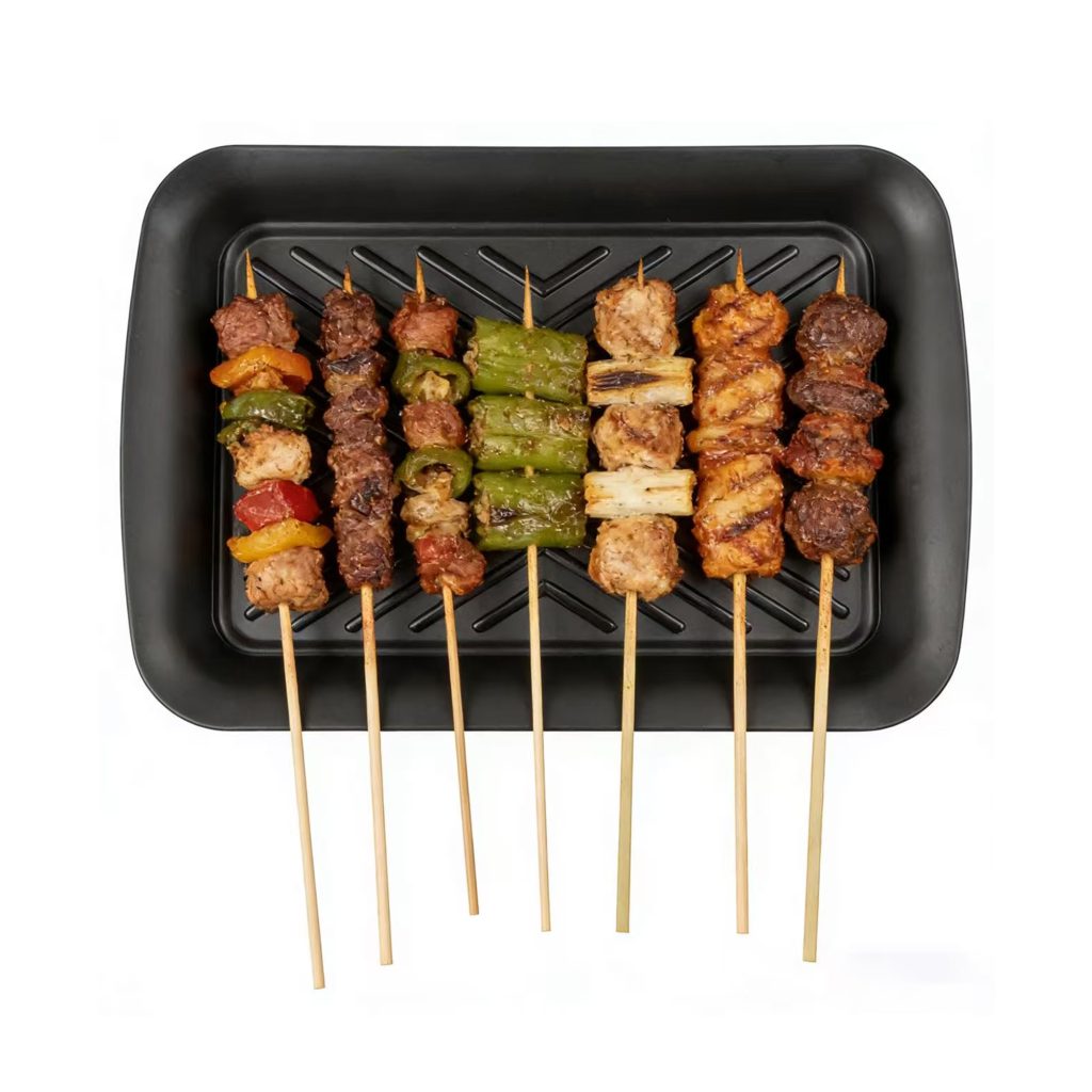 Heat-Resistant Enamel BBQ Tray – Black Diagonal