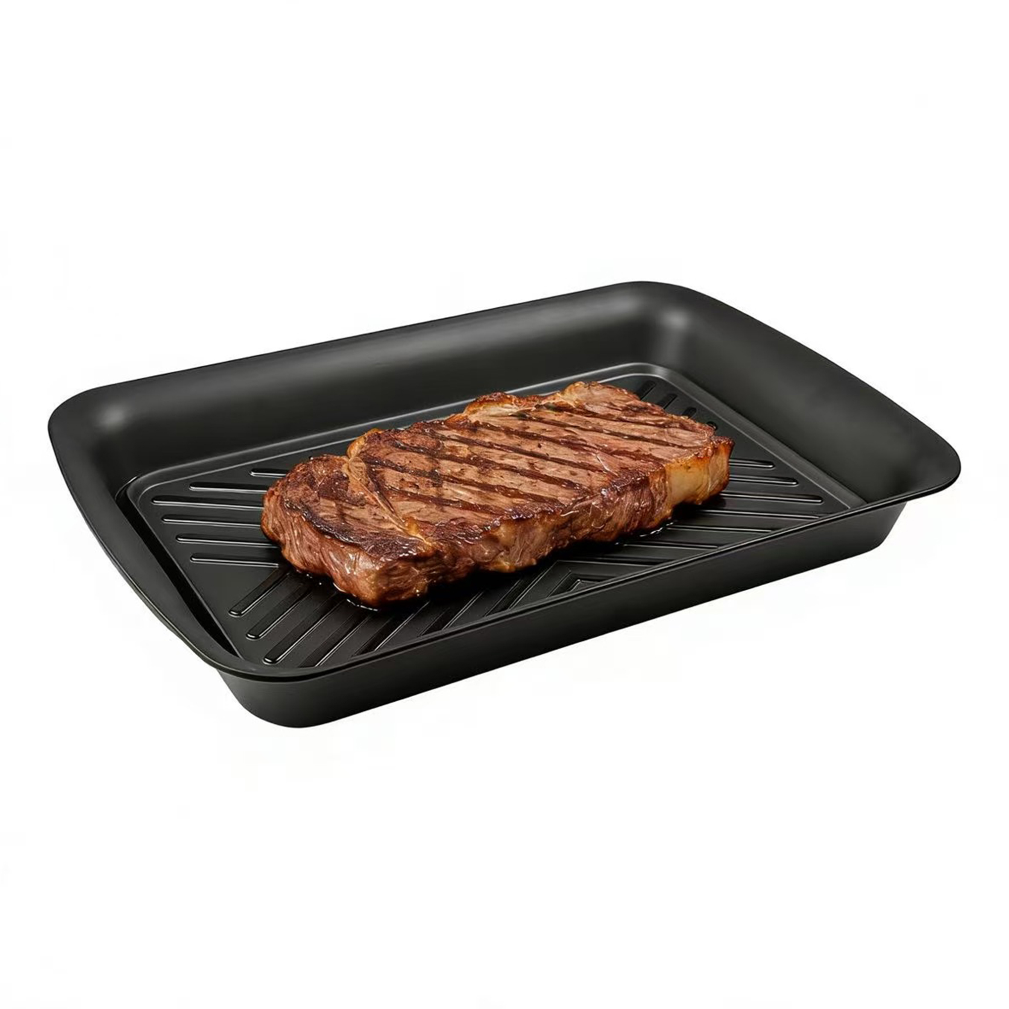 Heat-Resistant Enamel BBQ Tray – Black Diagonal