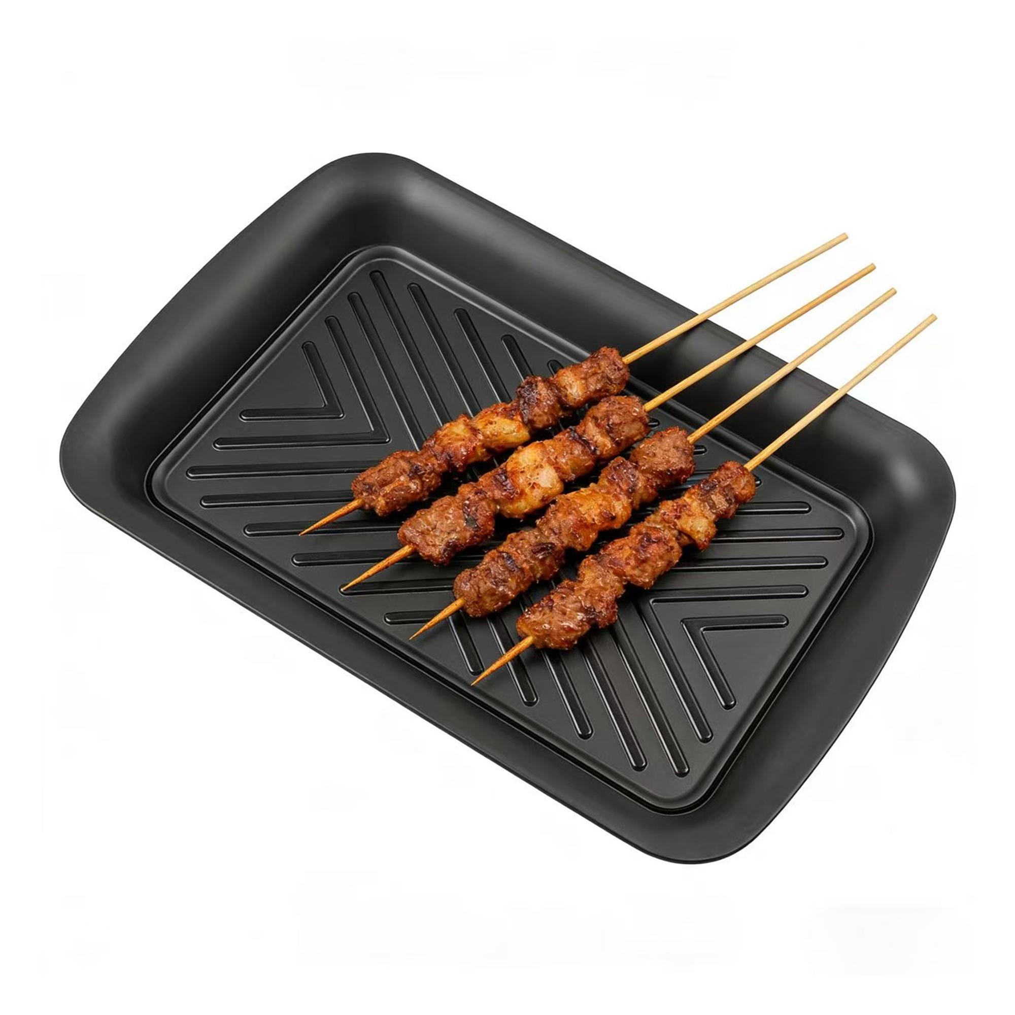 Heat-Resistant Enamel BBQ Tray – Black Diagonal