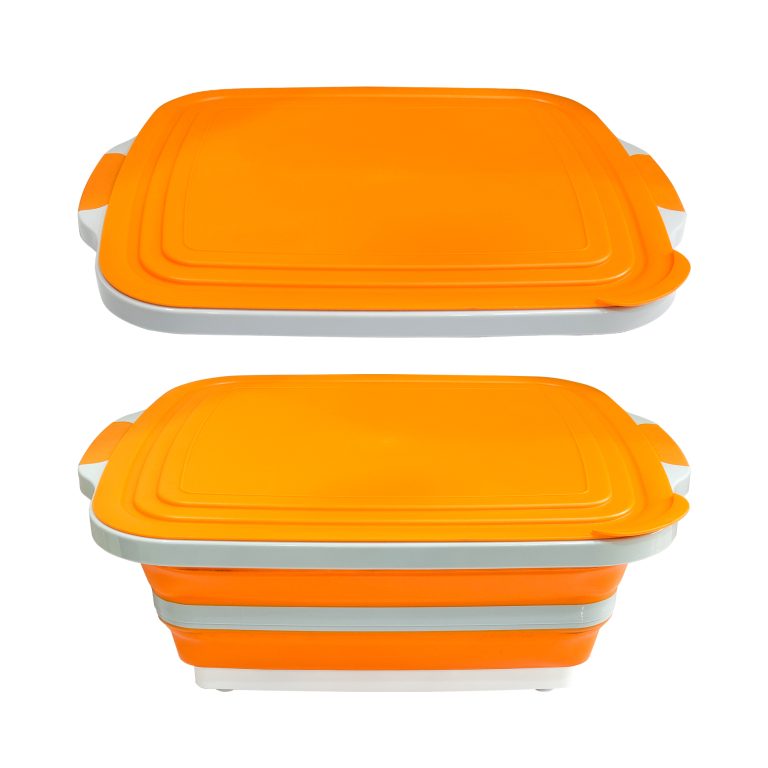 16L Collapsible Prep Box – Cutting Board, Wash Basin & Colander in One (Orange)