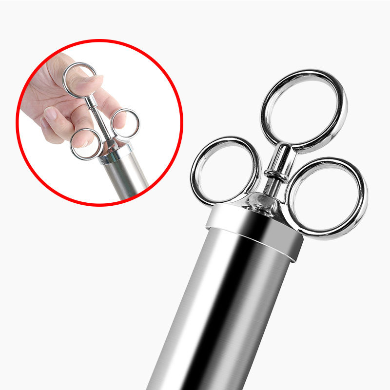304 Stainless Meat Injector – Marinade Syringe in use