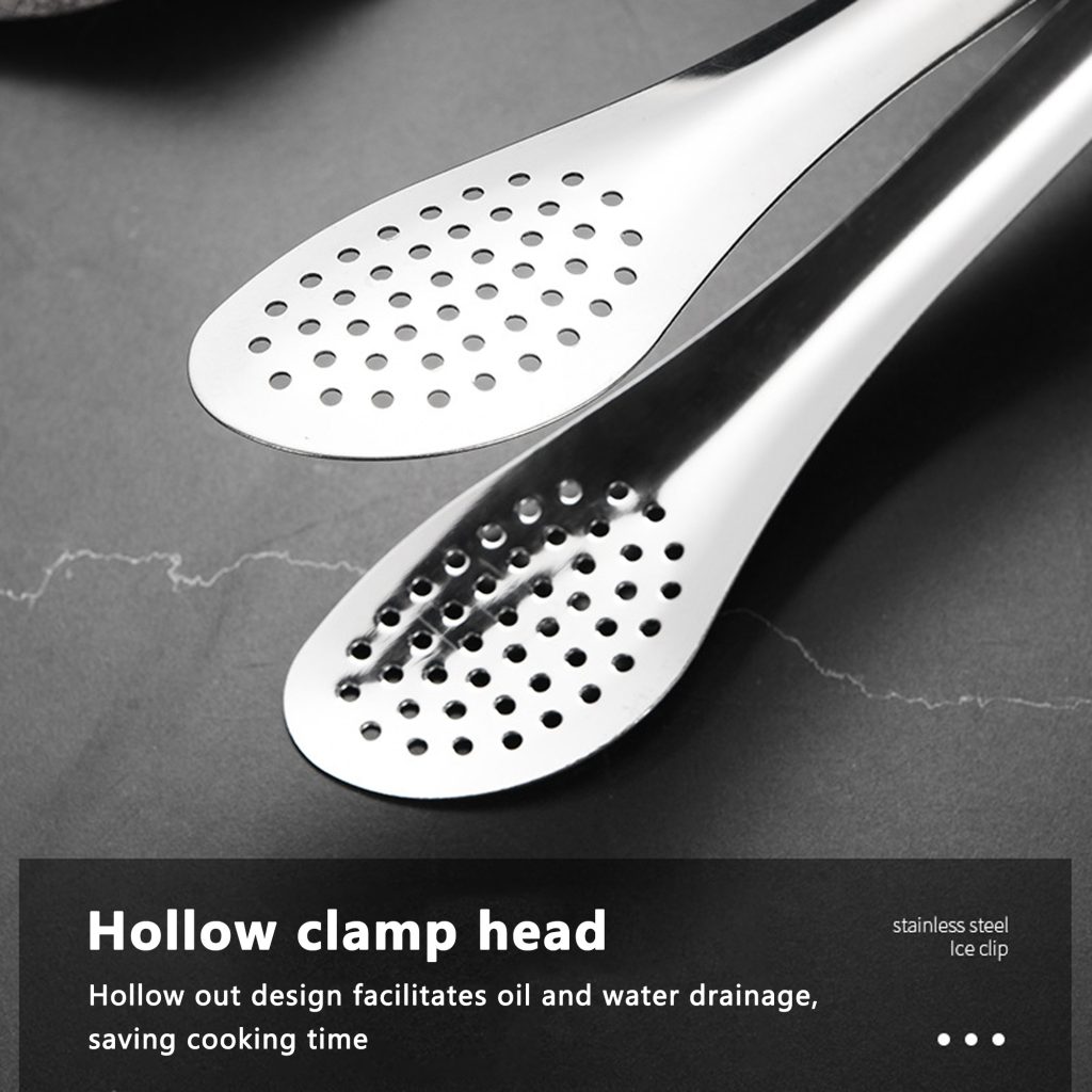 Stainless BBQ Tongs with Drainage Holes – 5 Sizes in use