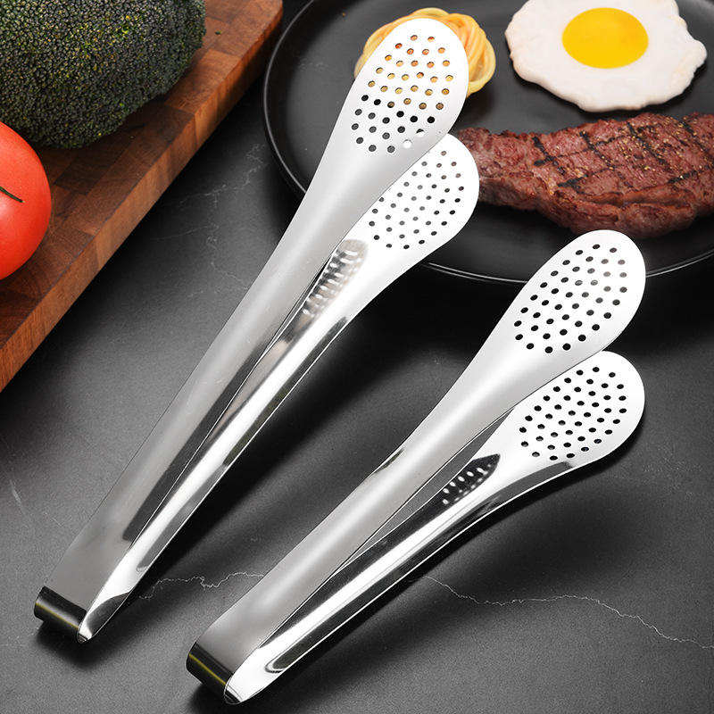 Stainless BBQ Tongs with Drainage Holes – 5 Sizes in use