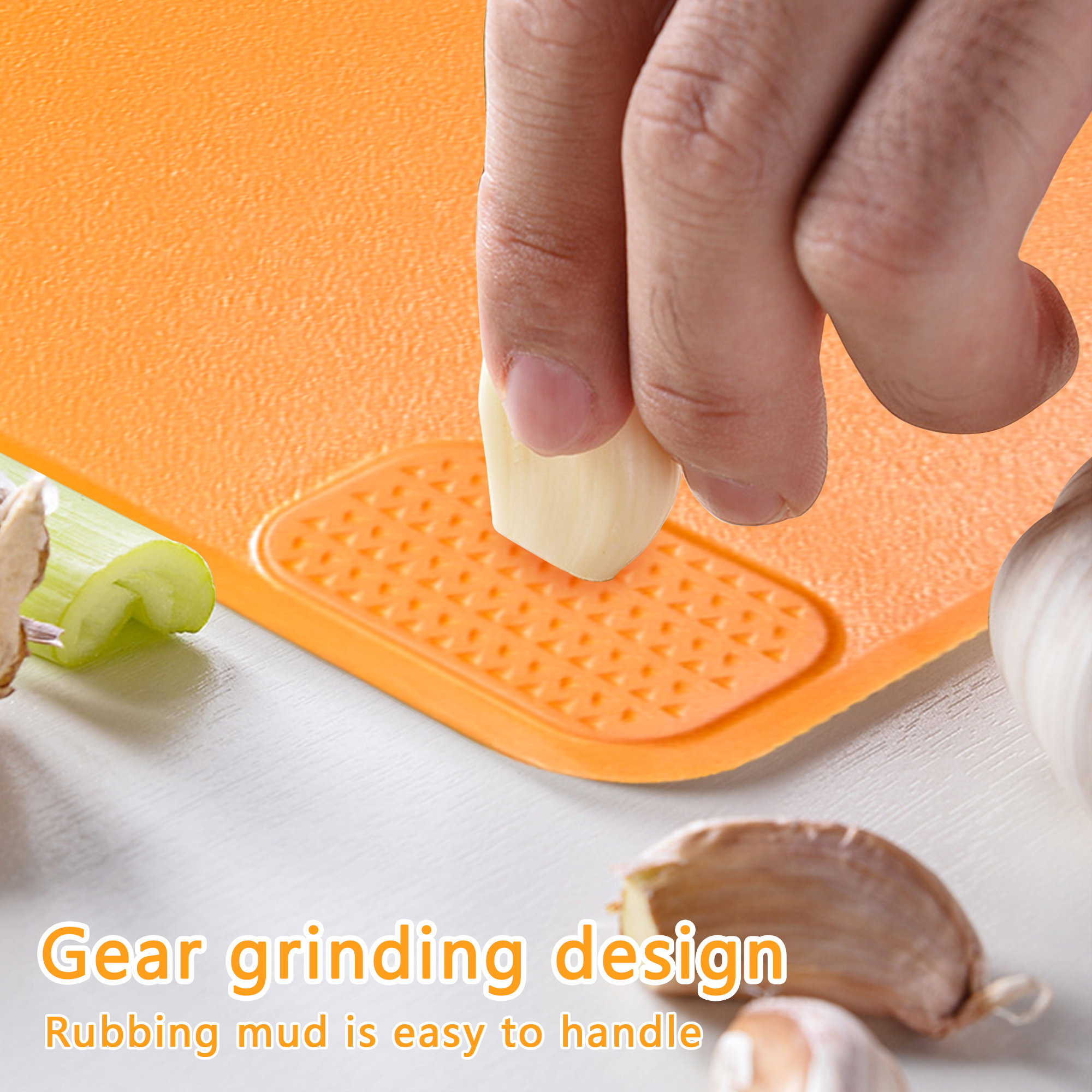 Details - food-grade handle, anti-slip base and built-in draining