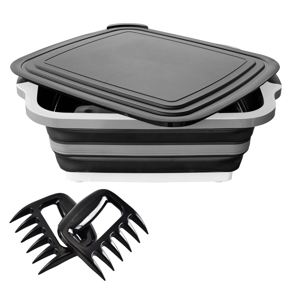 16L Collapsible Prep Basin with Meat Shredder Claws (Black)