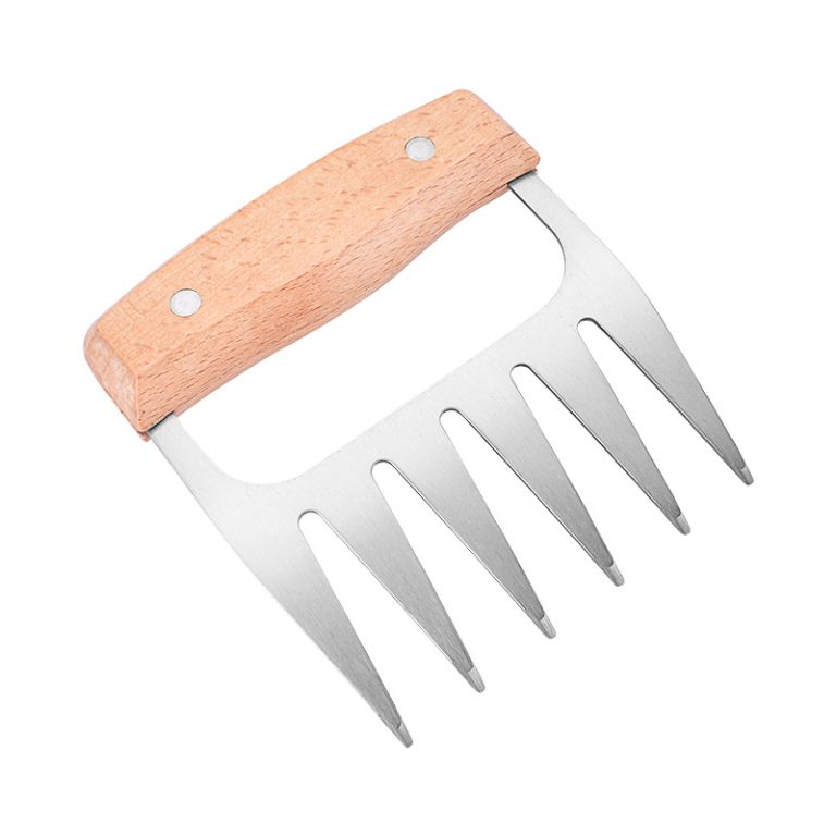 Griffe à viande en inox avec manche en hêtre – lot de 2