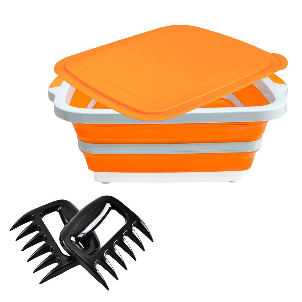 30L Faltbare Vorbereitungs- und Servierwanne mit Fleischkrallen (Orange)
